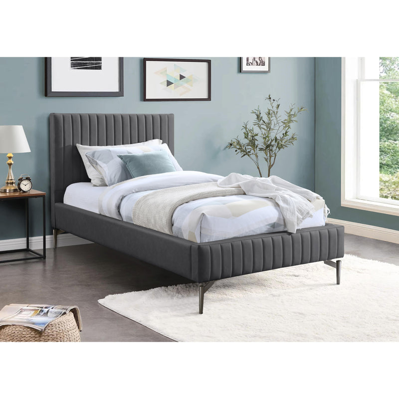 Meridian Gallo Dark Grey Vegan Leather Twin Bed IMAGE 2