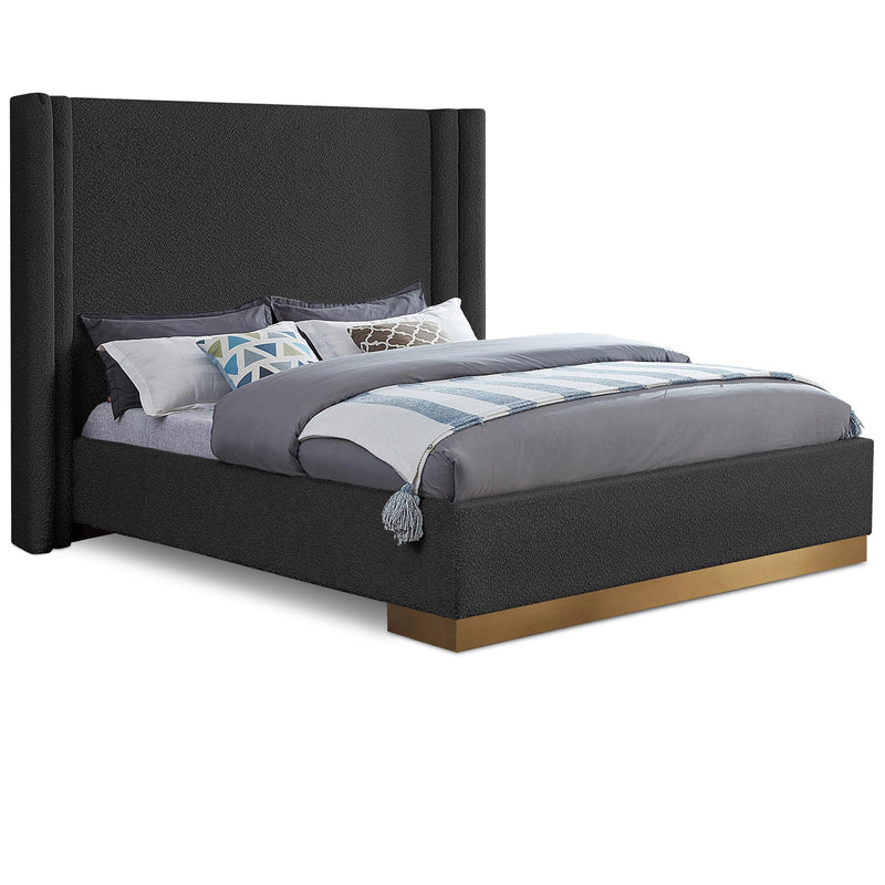Meridian Halton Black Boucle Fabric King Bed (3 Boxes) IMAGE 1