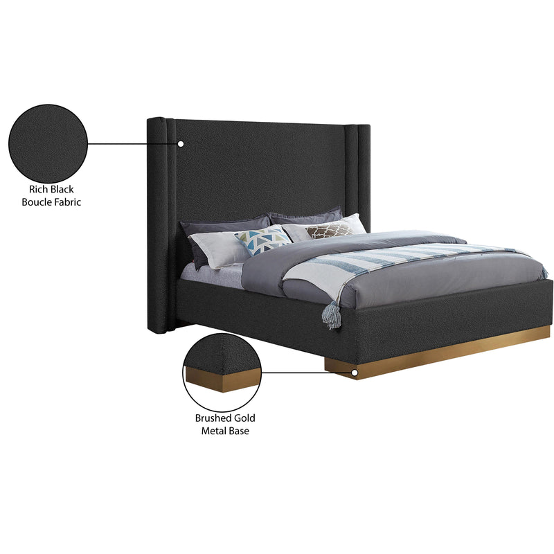 Meridian Halton Black Boucle Fabric Queen Bed (3 Boxes) IMAGE 8