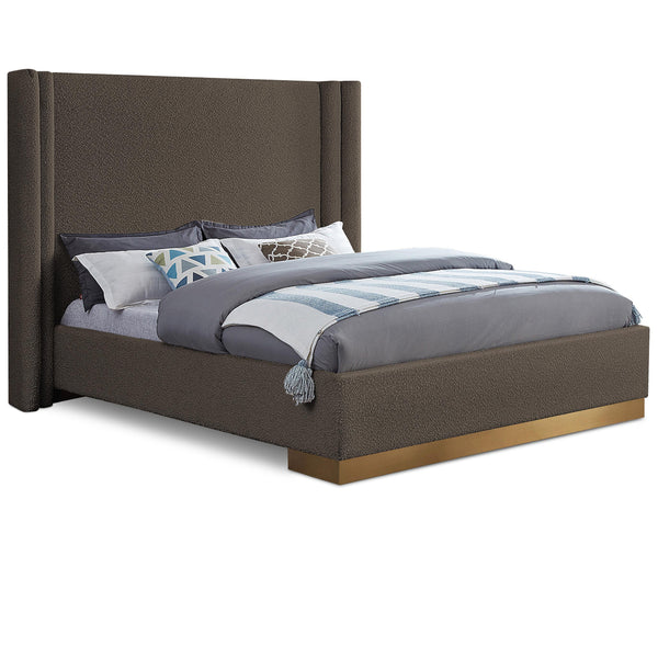 Meridian Halton Brown Boucle Fabric King Bed (3 Boxes) IMAGE 1