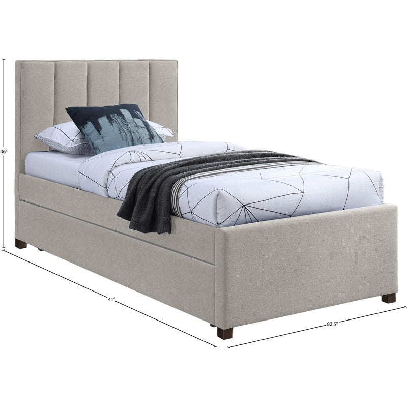 Meridian Harper Beige Linen Textured Fabric Twin Trundle Bed IMAGE 10