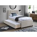 Meridian Harper Beige Linen Textured Fabric Twin Trundle Bed IMAGE 2