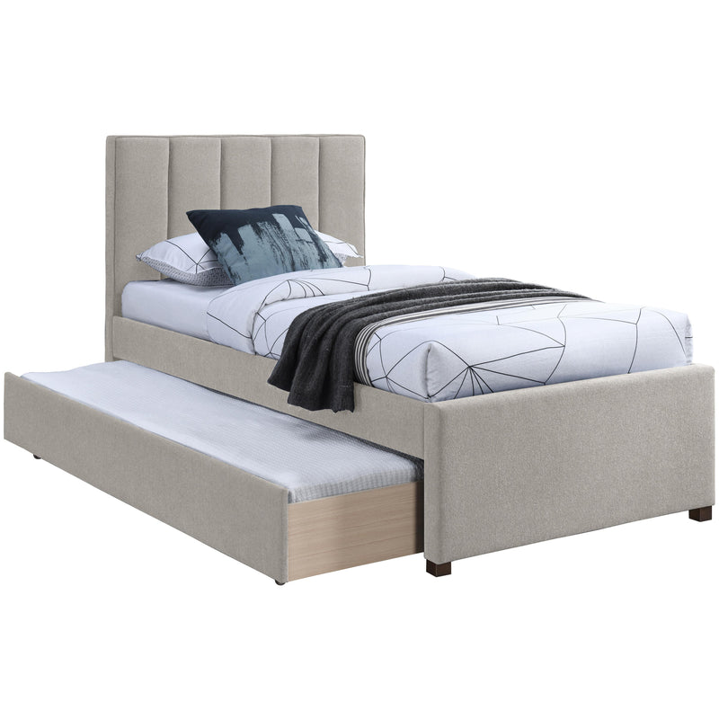 Meridian Harper Beige Linen Textured Fabric Twin Trundle Bed IMAGE 3