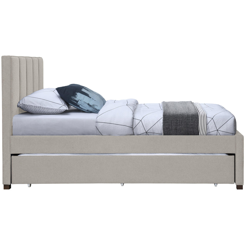 Meridian Harper Beige Linen Textured Fabric Twin Trundle Bed IMAGE 5