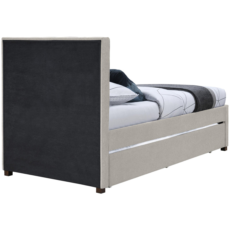 Meridian Harper Beige Linen Textured Fabric Twin Trundle Bed IMAGE 6