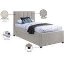 Meridian Harper Beige Linen Textured Fabric Twin Trundle Bed IMAGE 9