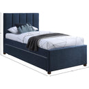Meridian Harper Navy Linen Textured Fabric Twin Trundle Bed IMAGE 10