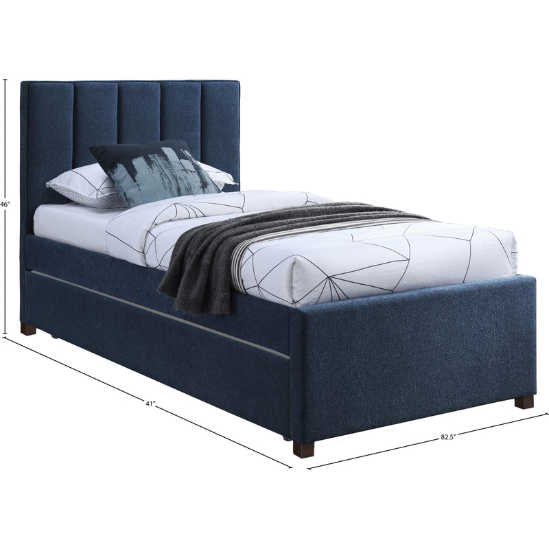 Meridian Harper Navy Linen Textured Fabric Twin Trundle Bed IMAGE 10