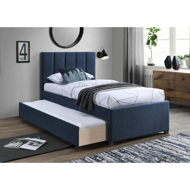 Meridian Harper Navy Linen Textured Fabric Twin Trundle Bed IMAGE 2