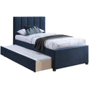 Meridian Harper Navy Linen Textured Fabric Twin Trundle Bed IMAGE 3
