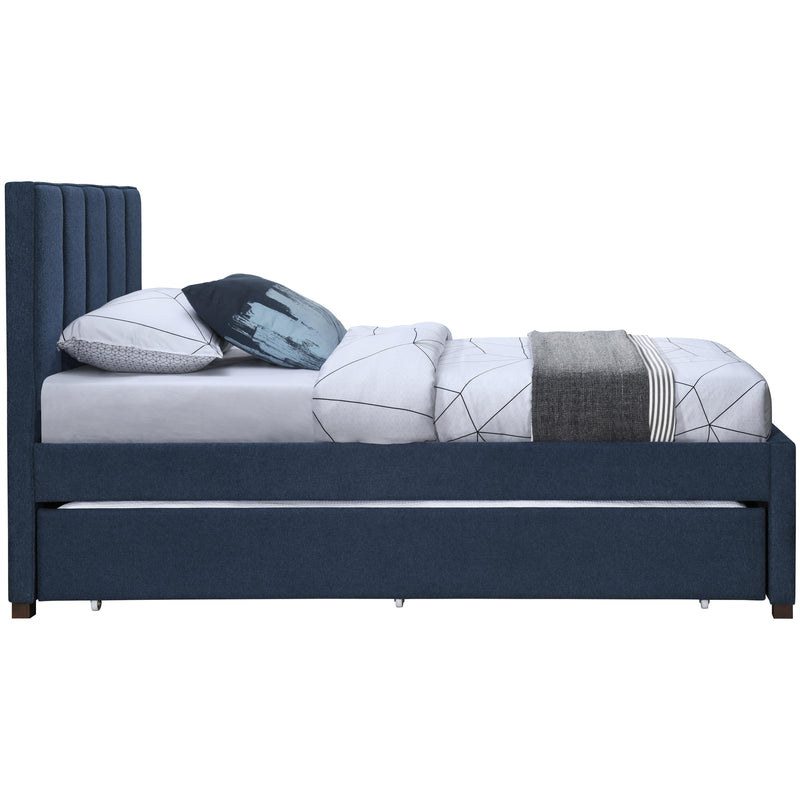 Meridian Harper Navy Linen Textured Fabric Twin Trundle Bed IMAGE 5