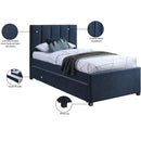 Meridian Harper Navy Linen Textured Fabric Twin Trundle Bed IMAGE 9