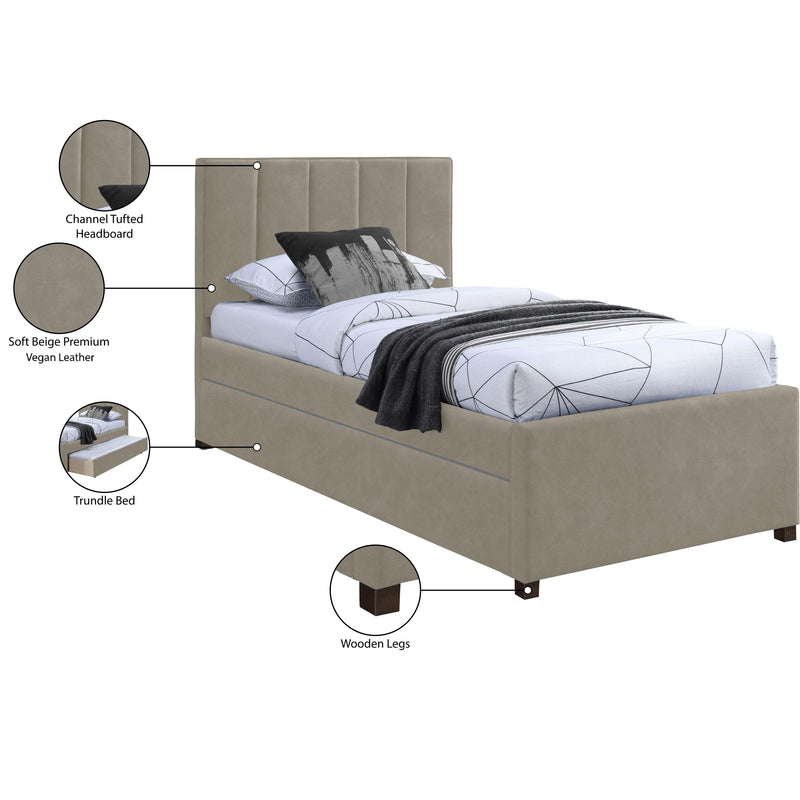 Meridian Hudson Beige Vegan Leather Twin Trundle Bed IMAGE 10