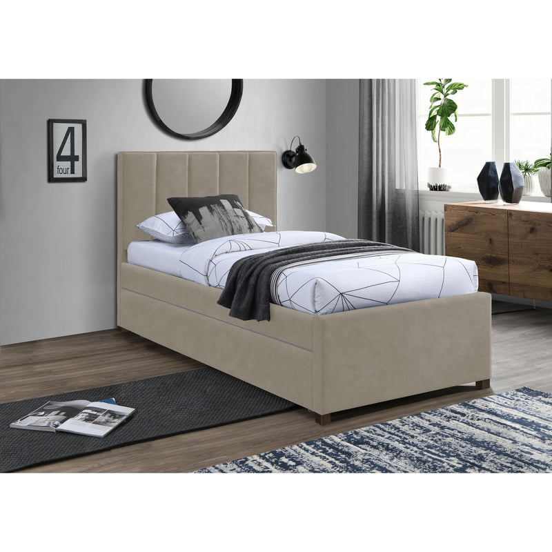 Meridian Hudson Beige Vegan Leather Twin Trundle Bed IMAGE 2