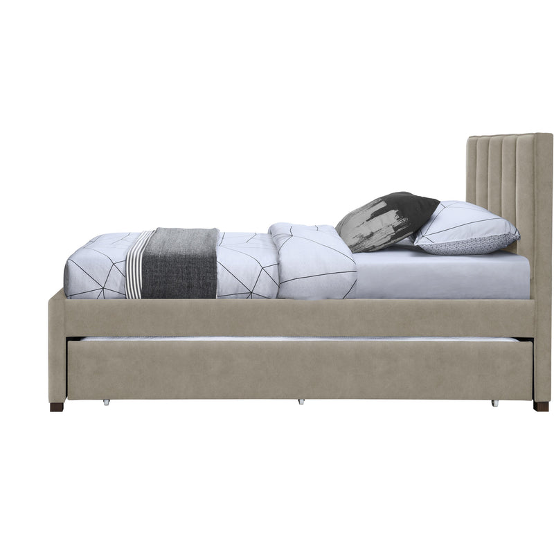 Meridian Hudson Beige Vegan Leather Twin Trundle Bed IMAGE 4