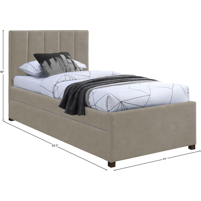 Meridian Hudson Beige Vegan Leather Twin Trundle Bed IMAGE 9