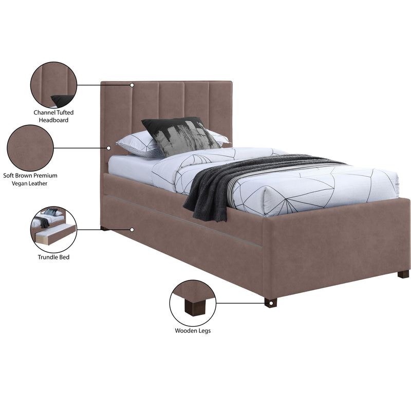 Meridian Hudson Brown Vegan Leather Twin Trundle Bed IMAGE 10