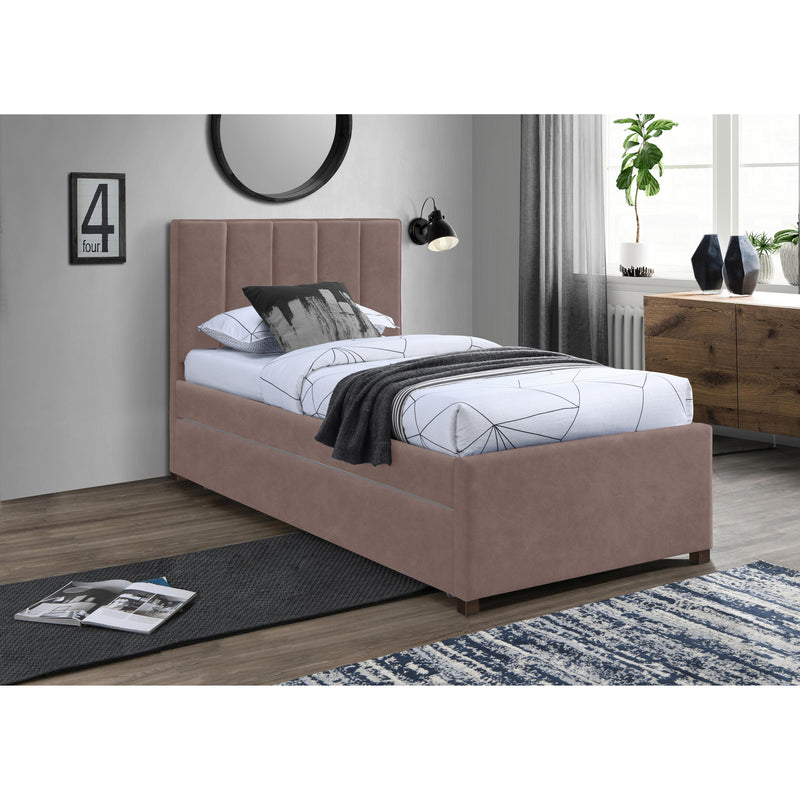Meridian Hudson Brown Vegan Leather Twin Trundle Bed IMAGE 2