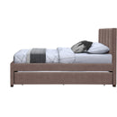 Meridian Hudson Brown Vegan Leather Twin Trundle Bed IMAGE 4