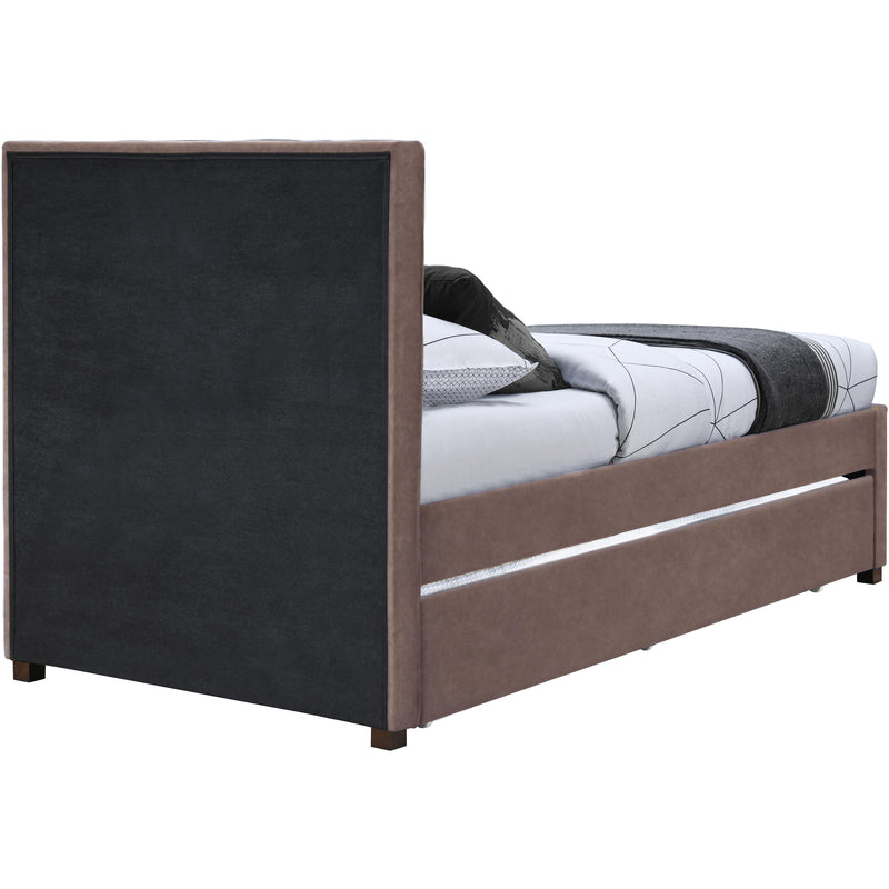 Meridian Hudson Brown Vegan Leather Twin Trundle Bed IMAGE 5