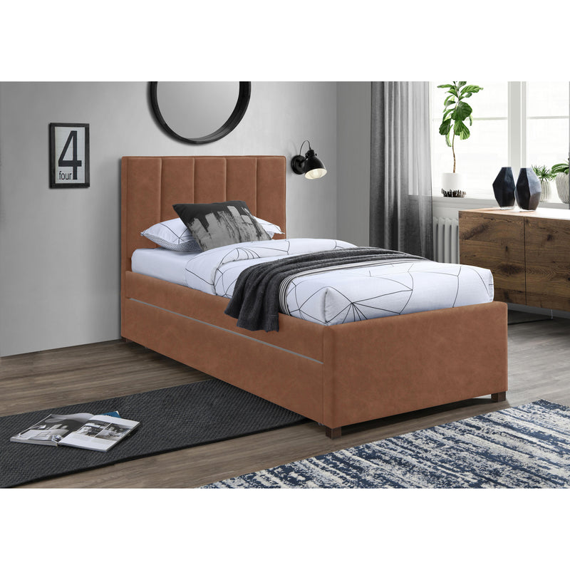 Meridian Hudson Cognac Vegan Leather Twin Trundle Bed IMAGE 2
