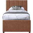 Meridian Hudson Cognac Vegan Leather Twin Trundle Bed IMAGE 3