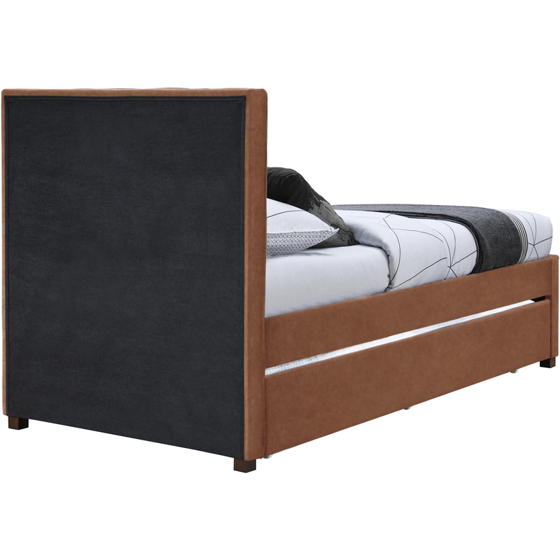 Meridian Hudson Cognac Vegan Leather Twin Trundle Bed IMAGE 5