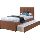 Meridian Hudson Cognac Vegan Leather Twin Trundle Bed IMAGE 6