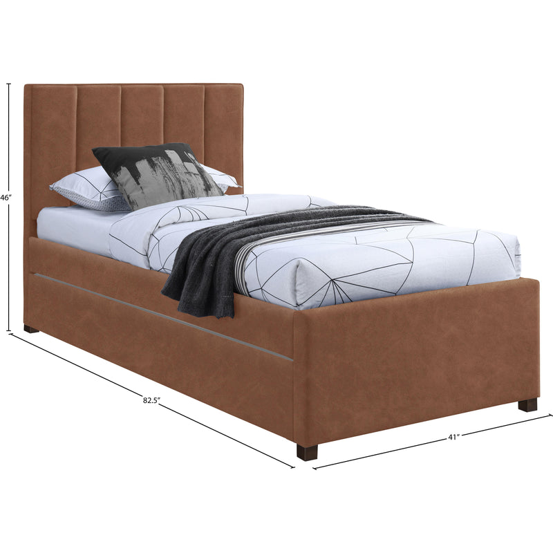 Meridian Hudson Cognac Vegan Leather Twin Trundle Bed IMAGE 9