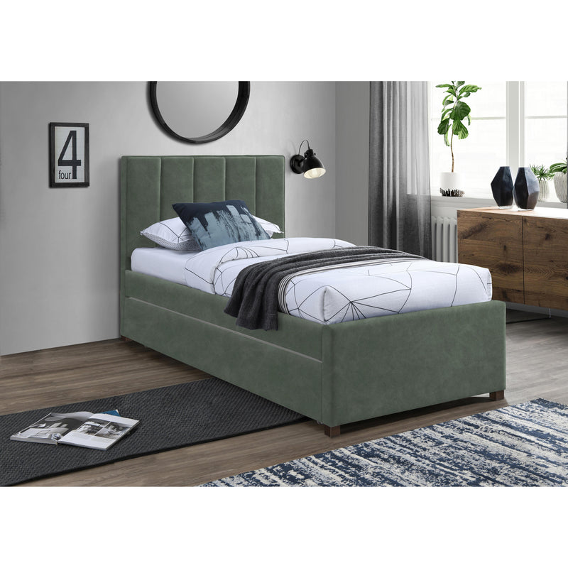 Meridian Hudson Green Vegan Leather Twin Trundle Bed IMAGE 2