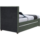 Meridian Hudson Green Vegan Leather Twin Trundle Bed IMAGE 5