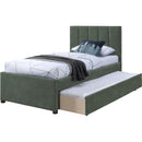 Meridian Hudson Green Vegan Leather Twin Trundle Bed IMAGE 6