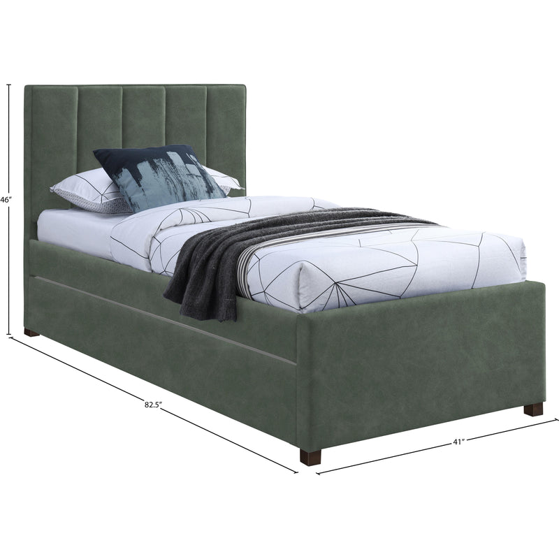 Meridian Hudson Green Vegan Leather Twin Trundle Bed IMAGE 9