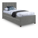 Meridian Hudson Grey Vegan Leather Twin Trundle Bed IMAGE 1