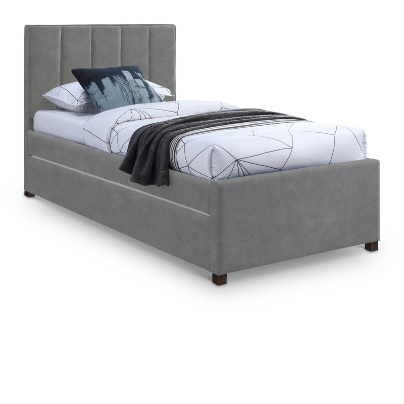Meridian Hudson Grey Vegan Leather Twin Trundle Bed IMAGE 1