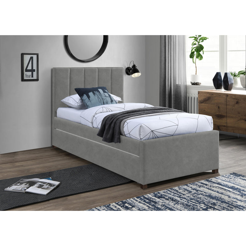 Meridian Hudson Grey Vegan Leather Twin Trundle Bed IMAGE 2