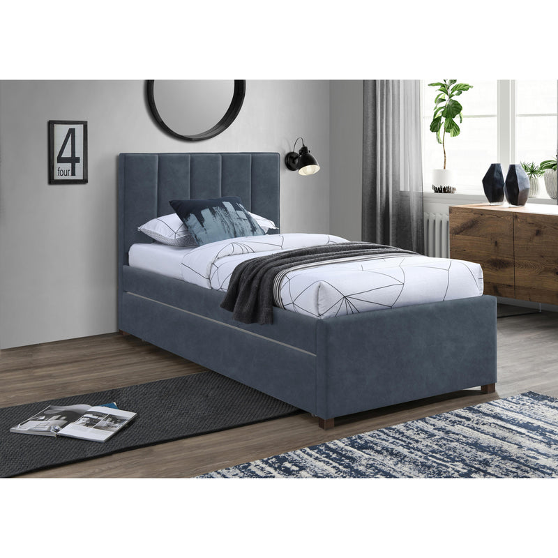Meridian Hudson Navy Vegan Leather Twin Trundle Bed IMAGE 2
