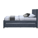 Meridian Hudson Navy Vegan Leather Twin Trundle Bed IMAGE 4