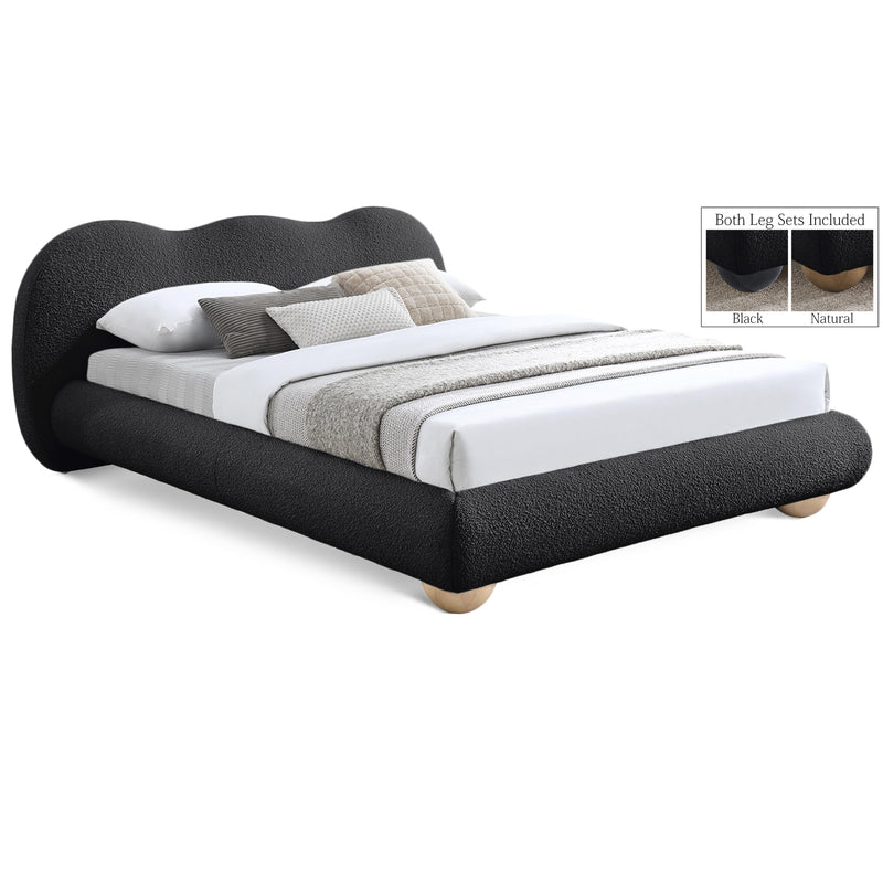 Meridian Hyde Black Boucle Fabric Queen Bed (3 Boxes) IMAGE 1