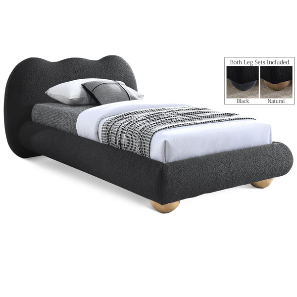 Meridian Hyde Black Boucle Fabric Twin Bed (3 Boxes) IMAGE 1