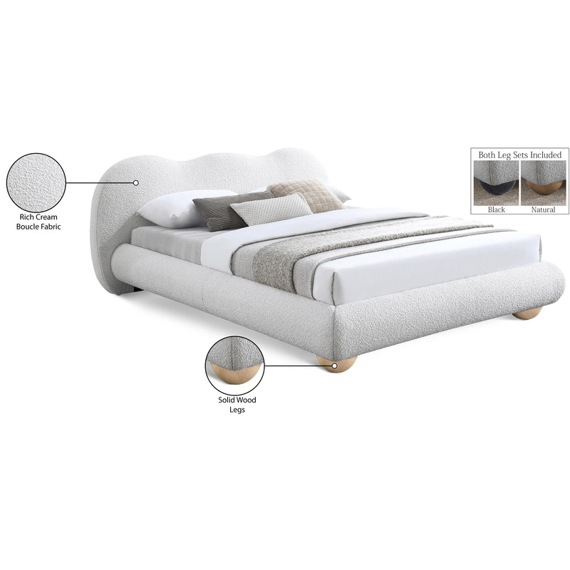 Meridian Hyde Cream Boucle Fabric Queen Bed (3 Boxes) IMAGE 10