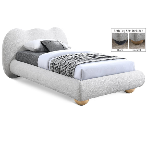 Meridian Hyde Cream Boucle Fabric Twin Bed (3 Boxes) IMAGE 1