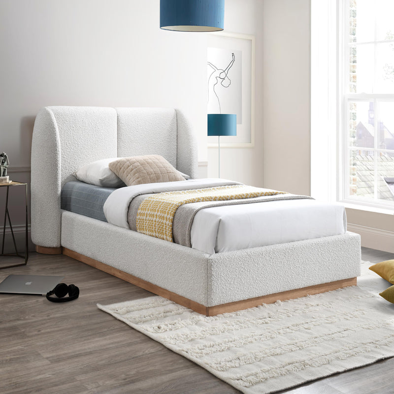 Meridian Jardin Cream Boucle Fabric Twin Bed (3 Boxes) IMAGE 2