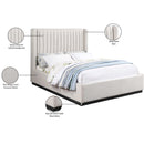 Meridian Logan Beige Linen Textured Fabric Full Bed IMAGE 9