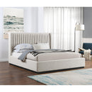 Meridian Logan Beige Linen Textured Fabric King Bed IMAGE 2