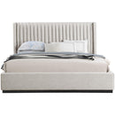 Meridian Logan Beige Linen Textured Fabric King Bed IMAGE 3