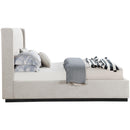 Meridian Logan Beige Linen Textured Fabric King Bed IMAGE 4