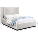 Meridian Logan Beige Linen Textured Fabric Queen Bed IMAGE 8