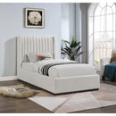 Meridian Logan Beige Linen Textured Fabric Twin Bed IMAGE 2