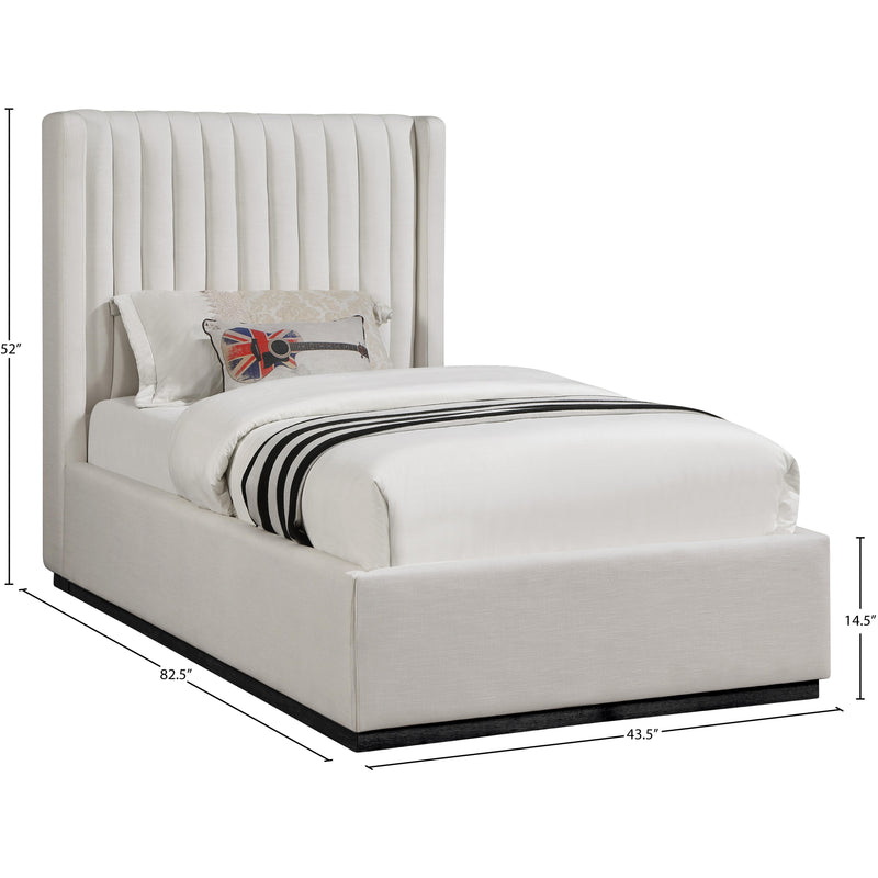 Meridian Logan Beige Linen Textured Fabric Twin Bed IMAGE 8